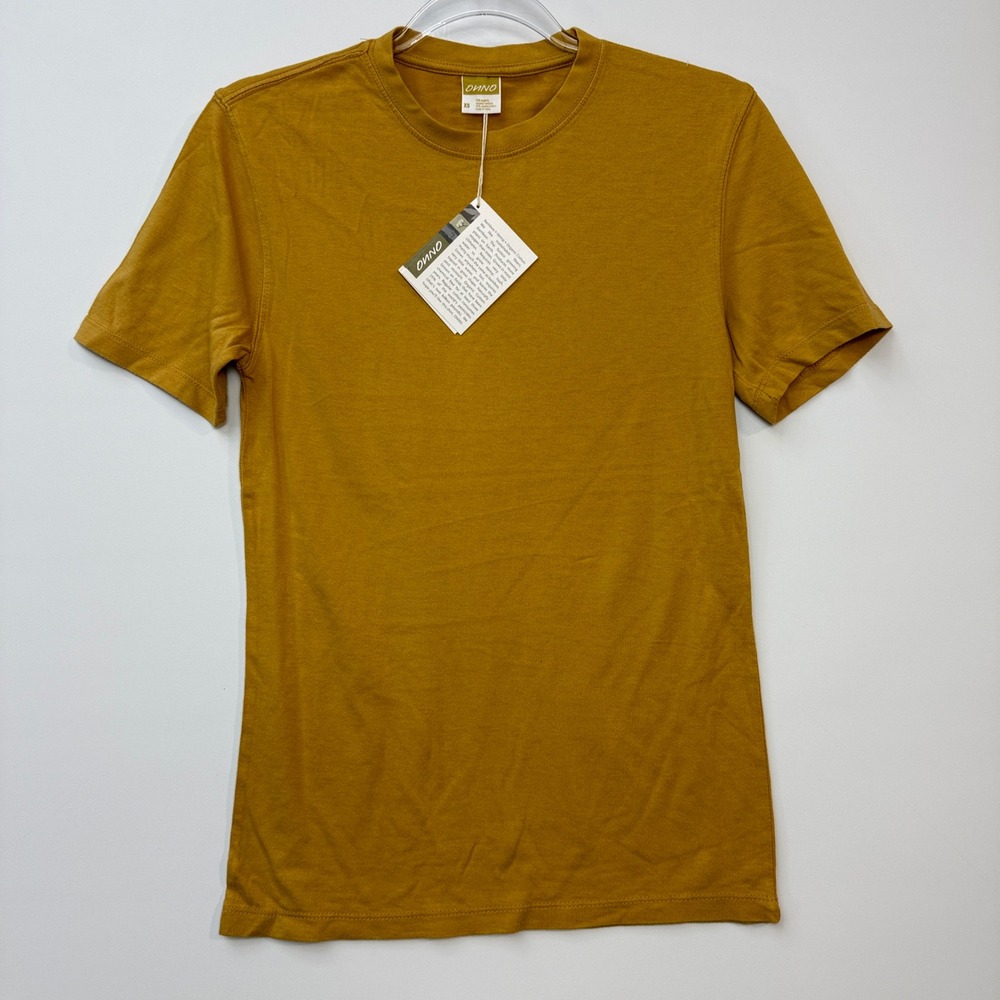 ONNO T-Shirt Men XS Mustard Yellow New Organic Bamboo Cotton Short Sleeve Solid
